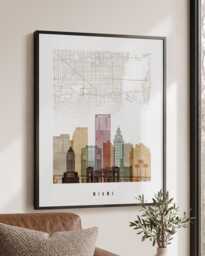 Miami Map Wall Art Poster, City Print For Home Or Office Decor - thumbnail 1