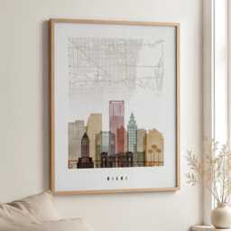 Miami Map Wall Art Poster, City Print For Home Or Office Decor - thumbnail 3