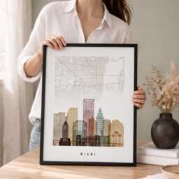 Miami Map Wall Art Poster, City Print For Home Or Office Decor - thumbnail 2