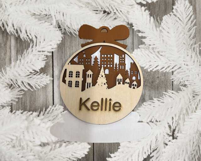 Personalised Name Christmas Ornament, 2025 Wood Xmas Decor, Custom Laser Engraved Tree Decor, Hanging Decoration Gift - image 1