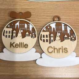 Personalised Name Christmas Ornament, 2025 Wood Xmas Decor, Custom Laser Engraved Tree Decor, Hanging Decoration Gift - thumbnail 3