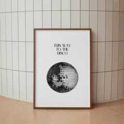 This Way To The Disco Poster Ball Design Home Decor, Modern Cool Print, Kitchen Wall Art, Vibrant Poster, Fun - thumbnail 2