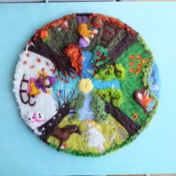 4 Seasons Circle, Waldorf Art, Season Table, Nature -Table, Season Stained Glass, Wall Hanging - thumbnail 1