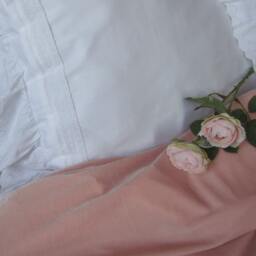 White Cotton Pillow Case - Broderie Anglaise Eyelet Lace, Ruffled Shabby Chic Bedding - thumbnail 2