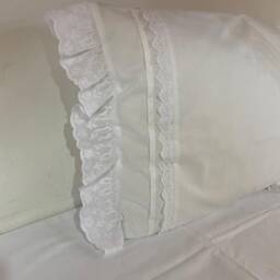 White Cotton Pillow Case - Broderie Anglaise Eyelet Lace, Ruffled Shabby Chic Bedding - thumbnail 4