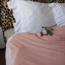 White Cotton Pillow Case - Broderie Anglaise Eyelet Lace, Ruffled Shabby Chic Bedding - thumbnail 3