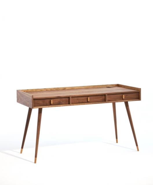 Handmade Walnut & Oak Office Desk, Mid Century Modern Style - image 1