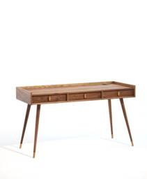 Handmade Walnut & Oak Office Desk, Mid Century Modern Style