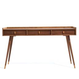 Handmade Walnut & Oak Office Desk, Mid Century Modern Style - thumbnail 4