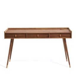 Handmade Walnut & Oak Office Desk, Mid Century Modern Style - thumbnail 2
