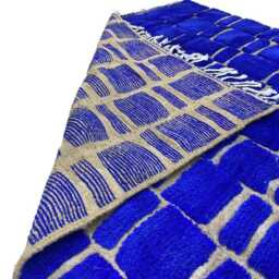 Handmade Blue Beni Ourain Wool Rug Berber Moroccan Decor - thumbnail 4