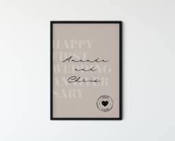 Personalised Wedding Anniversary Print, First Gift For Her Or Him, Couple Gift, Wall Art Print - thumbnail 1