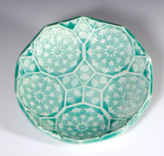 Emerald Green Ceramic Soap Dish Timurid Star Pattern Ring Holder - image 1