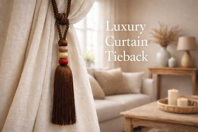 Luxury Barrel Tassel Curtain Tieback - Decorative Rope Holdback For Drapes Elegant Window Tie Back 5 Colors - image 1
