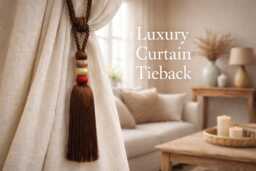 Luxury Barrel Tassel Curtain Tieback - Decorative Rope Holdback For Drapes Elegant Window Tie Back 5 Colors - thumbnail 1