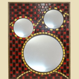 Mirror Mosaic Owl - Emaux De Briare Red, Yellow & Brown - thumbnail 2