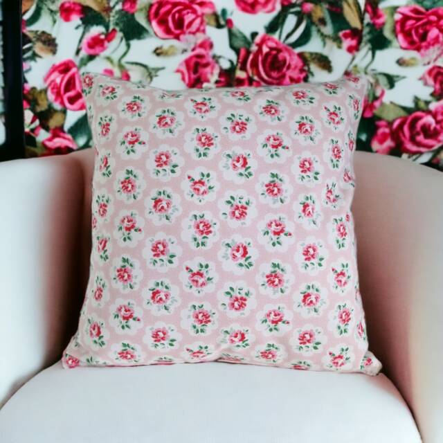 Handmade Provence Rose Cushion Cover Shabby Chic Floral Pillow - 40x40 cm - image 1
