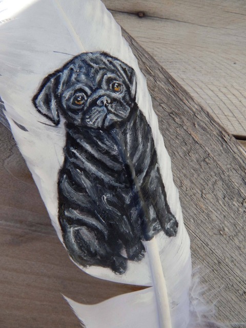 Pug Painting, Feather Pen - image 1