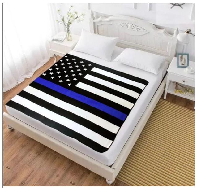 Thin Blue Line American Flag Polar Fleece Blanket - image 1