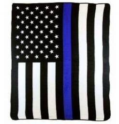 Thin Blue Line American Flag Polar Fleece Blanket - thumbnail 2