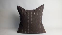 Brown White Stripes Chom Thong Handwoven Cotton Cushions Cover Throw Pillows Decorative Accent - thumbnail 1