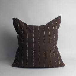 Brown White Stripes Chom Thong Handwoven Cotton Cushions Cover Throw Pillows Decorative Accent - thumbnail 3