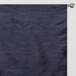 Midnight Blue 100% Pure Silk Dupioni Curtain Panels - Rod Pocket, Grommet, Box Pleat, Three Pinch Tab Top & Plain Ring Top - thumbnail 3