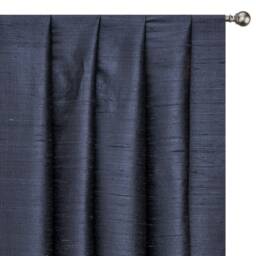 Midnight Blue 100% Pure Silk Dupioni Curtain Panels - Rod Pocket, Grommet, Box Pleat, Three Pinch Tab Top & Plain Ring Top - thumbnail 1