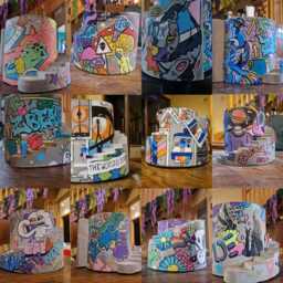 Personalized Graffiti Planter - Concrete Desk Organizer Pen Holder Street Art Decor Handmade UK - thumbnail 2