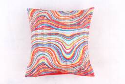 New Lahriya Pattern Indian Handmade Pillow Cover, Pillowcases, Cushion Cover Size 16x16