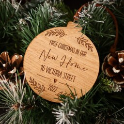 Personalised Wooden New Home Bauble/First Christmas Decoration Tree Family Gift - thumbnail 4