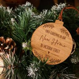 Personalised Wooden New Home Bauble/First Christmas Decoration Tree Family Gift - thumbnail 2
