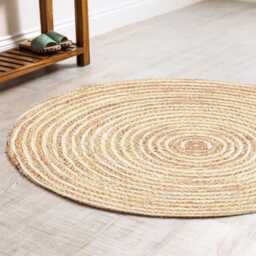 Handmade Jute Round Rug Rustic Boho Minimalist Carpet - thumbnail 1