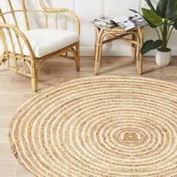 Handmade Jute Round Rug Rustic Boho Minimalist Carpet - thumbnail 2