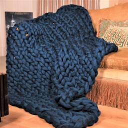 Super Bulky Knit Blanket, 100% Australian Merino Wool Chunky Throw
