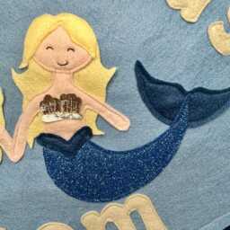 Personalized Mermaid Felt Banner, Kids Room Door Wall Hanging, Nursery Decoration, Theme, Custom Name Sign, Ocean/Sea Wall Pennant - thumbnail 4