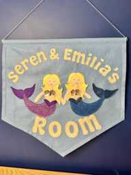 Personalized Mermaid Felt Banner, Kids Room Door Wall Hanging, Nursery Decoration, Theme, Custom Name Sign, Ocean/Sea Wall Pennant
