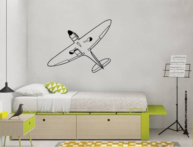 Spitfire Wall Sticker, Spitfire Decal, Art, Airplane Decor, Aeroplane Plane Sticker - image 1