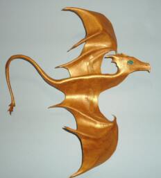 Leather Dragon Wall Hanging - 3D Art- 13 Inch Wingspan This One Available Now Last