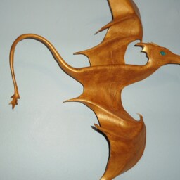 Leather Dragon Wall Hanging - 3D Art- 13 Inch Wingspan This One Available Now Last - thumbnail 2