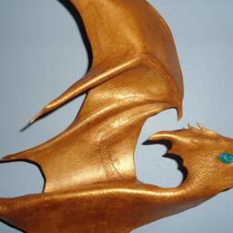 Leather Dragon Wall Hanging - 3D Art- 13 Inch Wingspan This One Available Now Last - thumbnail 4