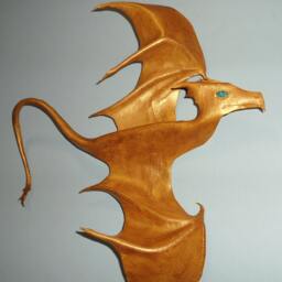 Leather Dragon Wall Hanging - 3D Art- 13 Inch Wingspan This One Available Now Last - thumbnail 3