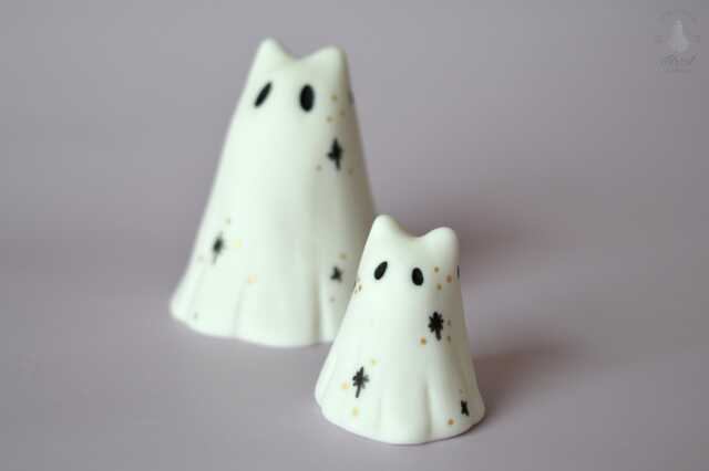 Spooky Ghost Sculpture Ceramic Little Phantom Celestial Cat - image 1