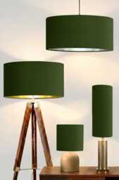 New Handmade Forest Green Velvet Drum Lamp Shade & Pendant Light With Metallic Panels Lining Suitable For Tables Ceiling