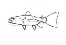 Wire Trout Sculpture Handmade Steel Fish Wall Art