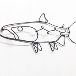 Wire Trout Sculpture Handmade Steel Fish Wall Art - thumbnail 2