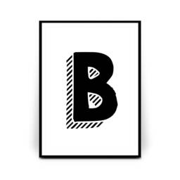 Monochrome Initial Print, Black & White, Comic Print Nursery Bedroom Playroom, Kids Children Wall Art, Personalised Letter Decor 241 - thumbnail 2