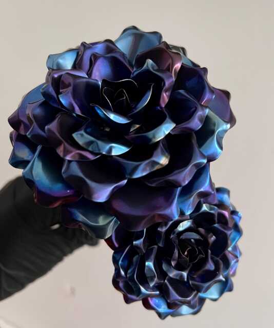 Handmade Colourful Titanium Rose, Metal Flower, Anniversary Gift - image 1