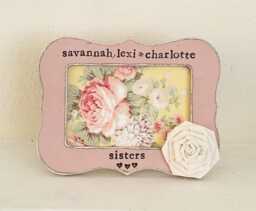 Personalized Sisters Picture Frame Shabby Chic Girl Gift, 4x6 Photo - thumbnail 1