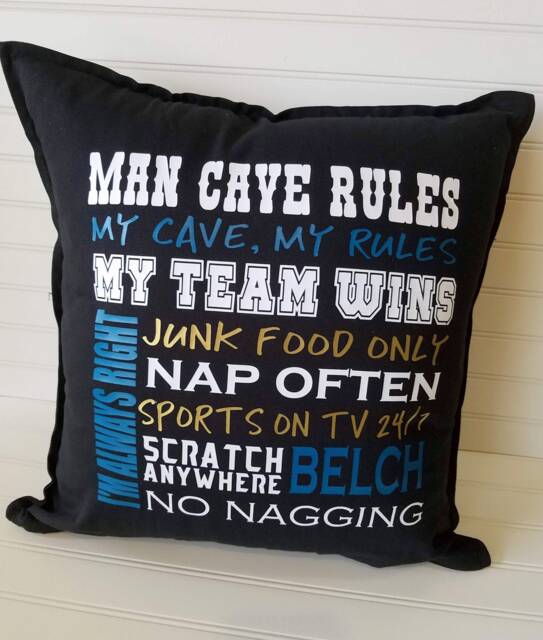 Man Cave Rules Pillow Cover Custom Sports Fan Gift - image 1